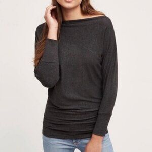 Anthropologie | Bordeaux Off the Shoulder Dolman 3/4 Sleeve Top Gray Size Large